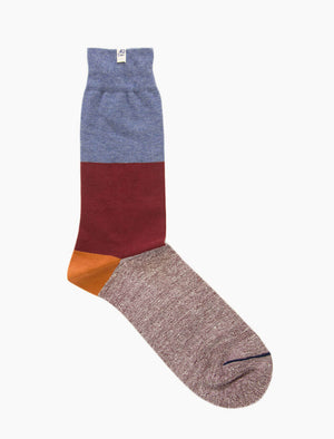 Jeans Blue Colour Block Melange Linen & Organic Cotton Socks | 40 Colori