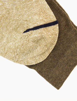 Brown Colour Block Melange Linen & Organic Cotton Socks | 40 Colori