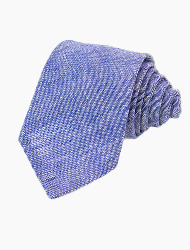 Blue Solid Linen Tie | 40 Colori