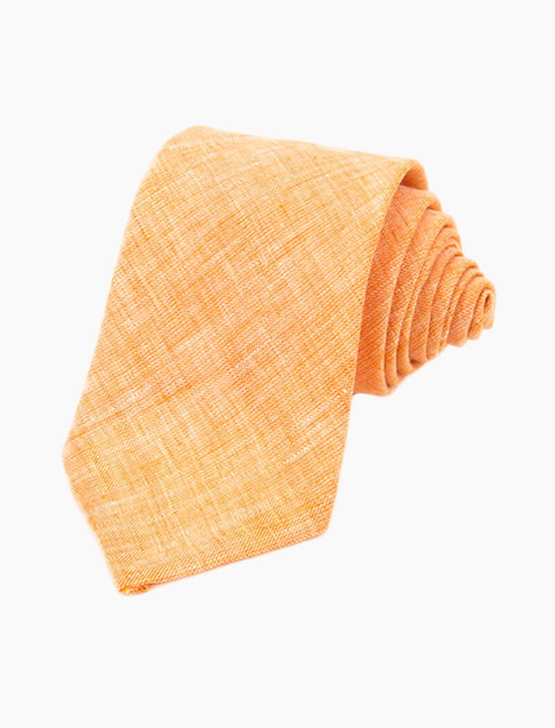 Orange Solid Linen Tie | 40 Colori