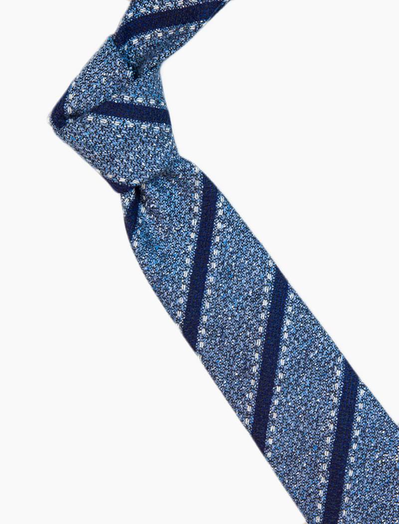 Blue Striped Silk & Wool Tie | 40 Colori