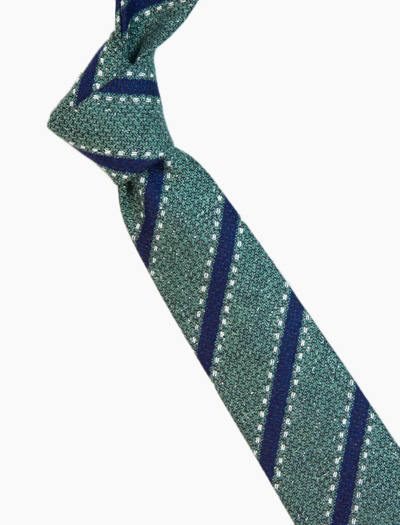 Green Striped Silk & Wool Tie | 40 Colori
