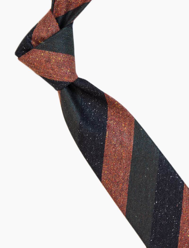 Rust Three Toned Striped Silk & Wool Tie | 40 Colori