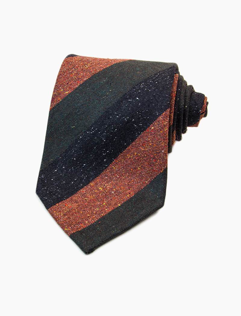 Rust Three Toned Striped Silk & Wool Tie | 40 Colori