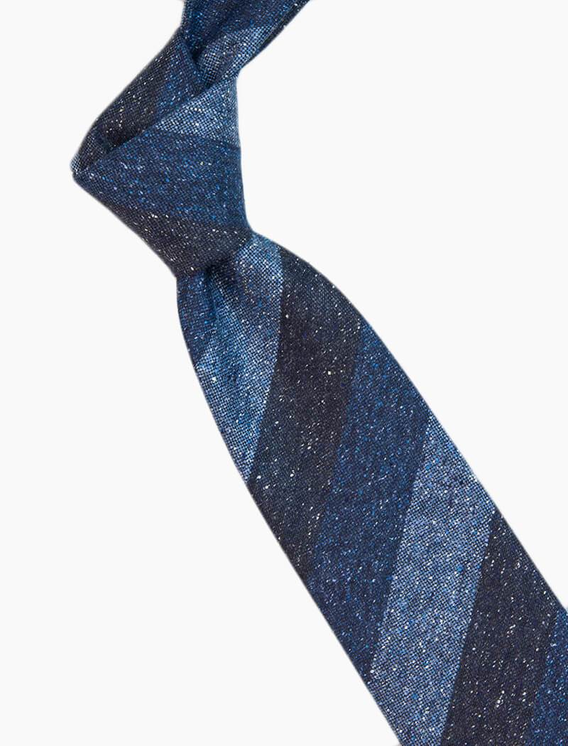 Blue Three Toned Striped Silk & Wool Tie | 40 Colori