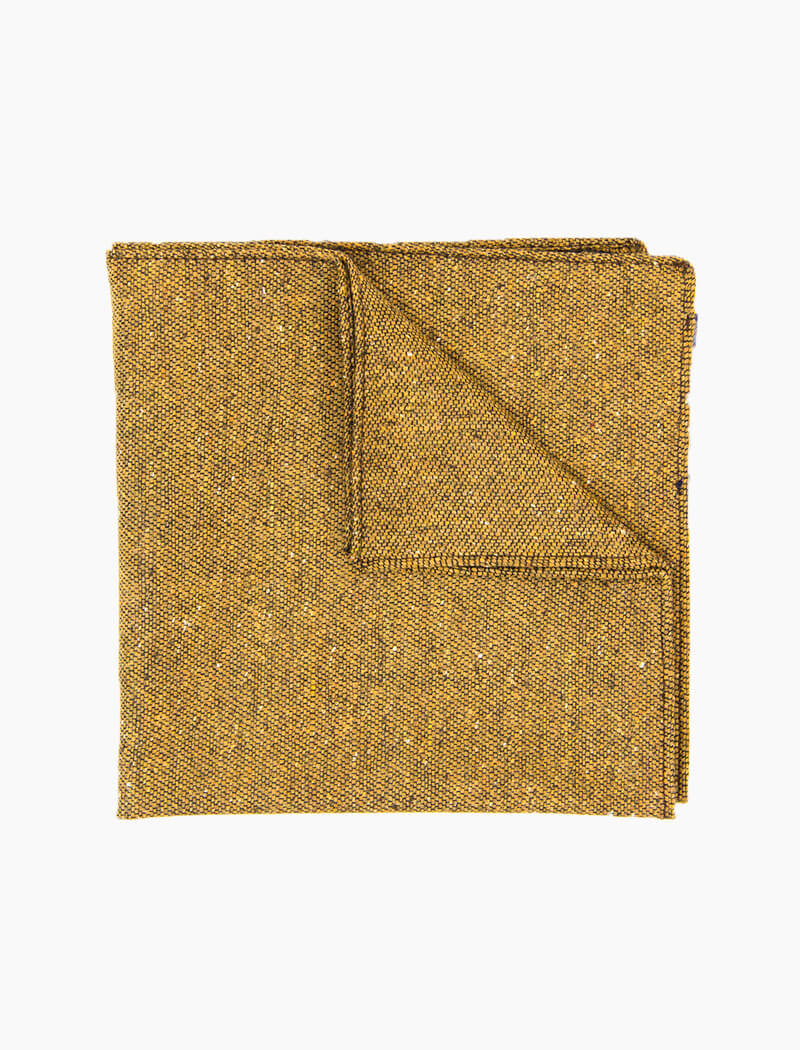 Mustard Macao Wool & Silk Pocket Square | 40 Colori