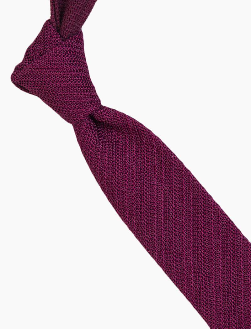 Burgundy Solid Diagonal Striped Silk Knitted Tie | 40 Colori