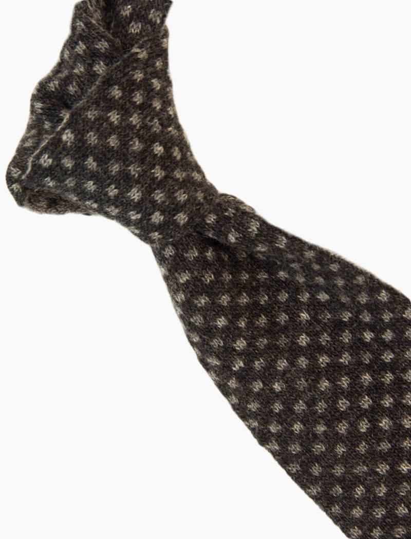 Charcoal & Grey Small Squares Reversible Knitted Tie | 40 Colori