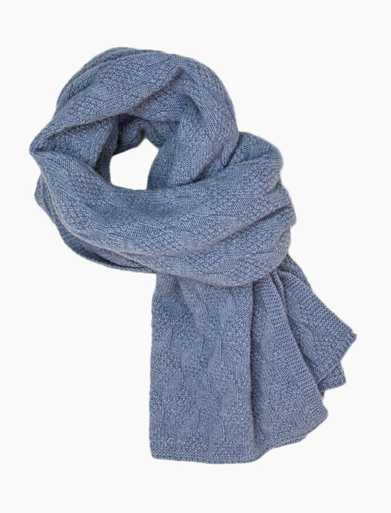 Light Blue Rhombus Wool & Cashmere Scarf | 40 Colori