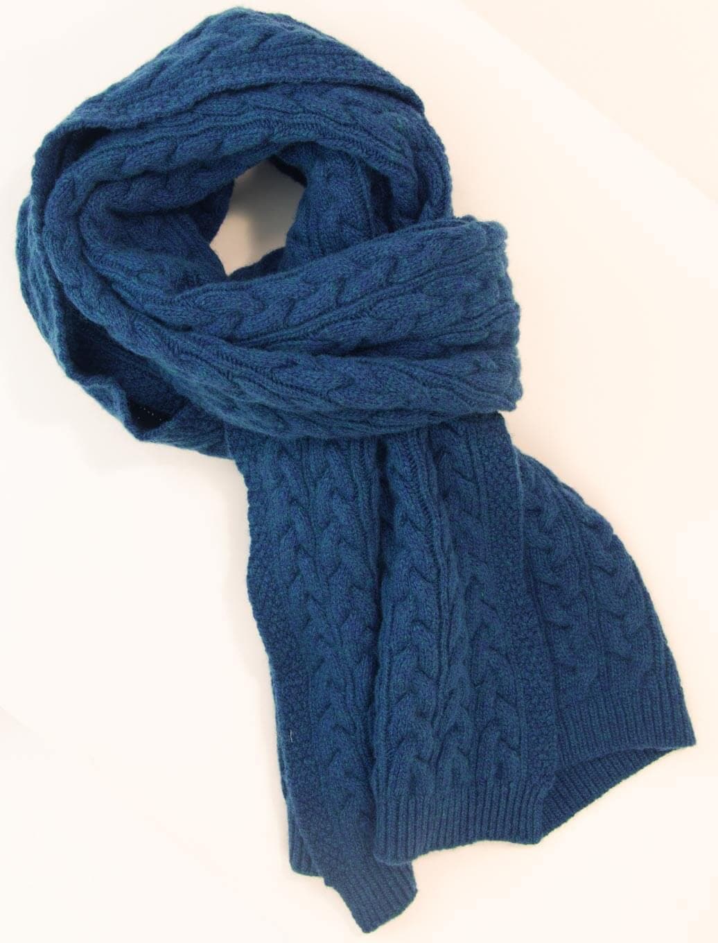 Cashmere Merino Scarf - Cable Knit - Soft Warm Scarf - Navy Blue