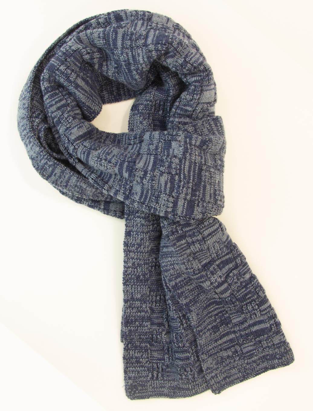 Blue Melange Checkerboard Wool Scarf | 40 Colori 