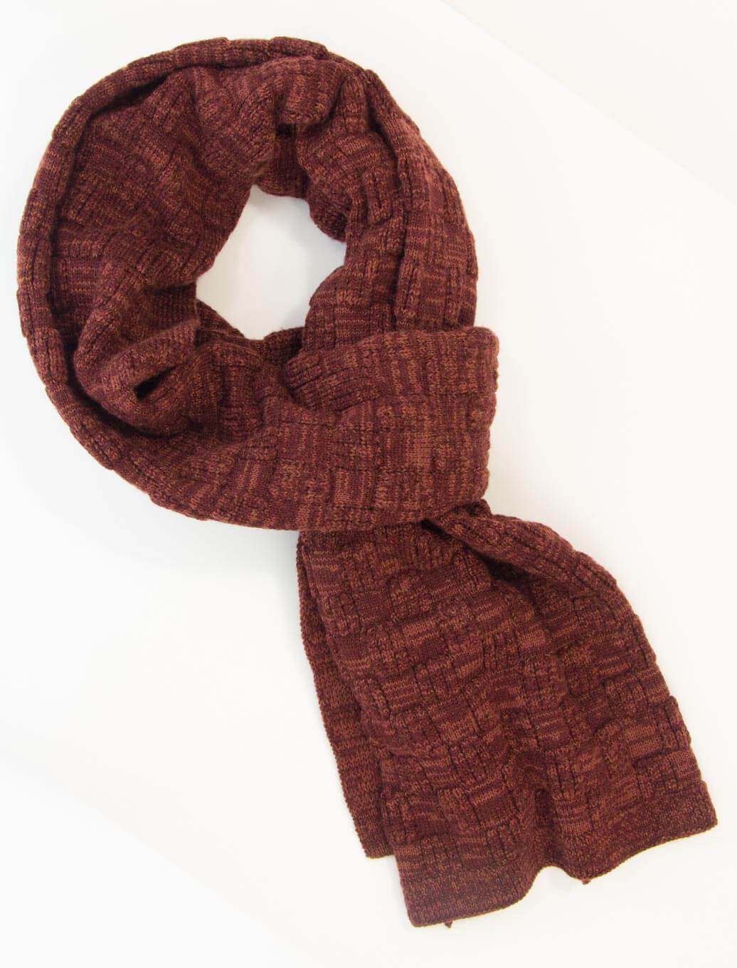 Burgundy Melange Checkerboard Wool Scarf | 40 Colori