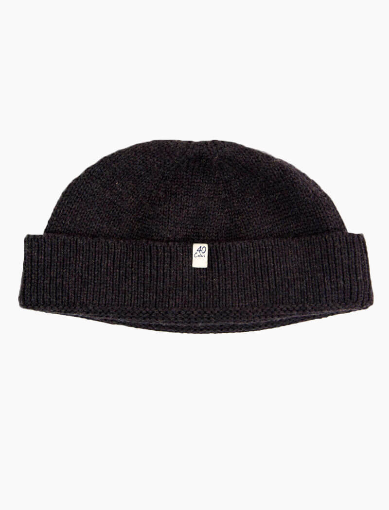Charcoal Solid Wool Fisherman Beanie | 40 Colori