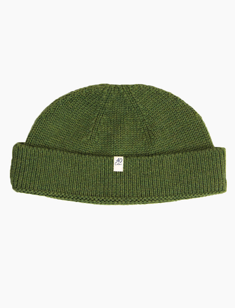 Olive Green Solid 100% Wool Fisherman Beanie | 40 Colori