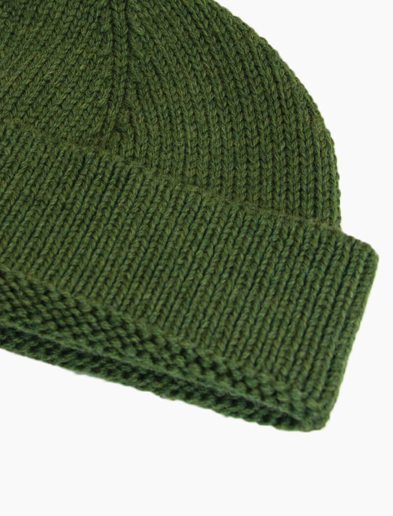 Olive Green Solid 100% Wool Fisherman Beanie | 40 Colori