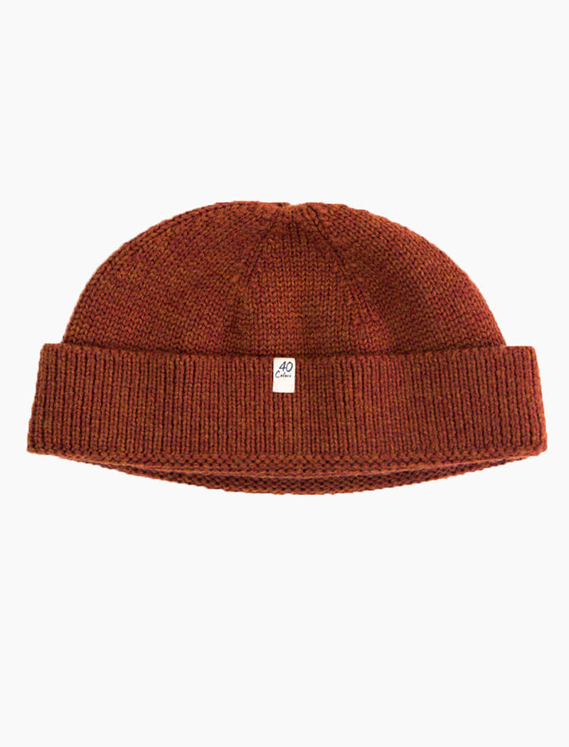 Rust Solid 100% Wool Fisherman Beanie | 40 Colori