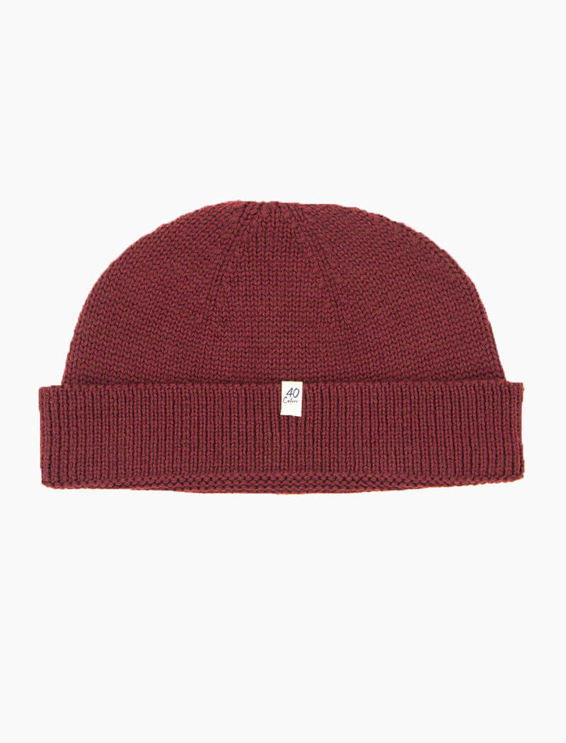 Burgundy Solid 100% Wool Fisherman Beanie | 40 Colori