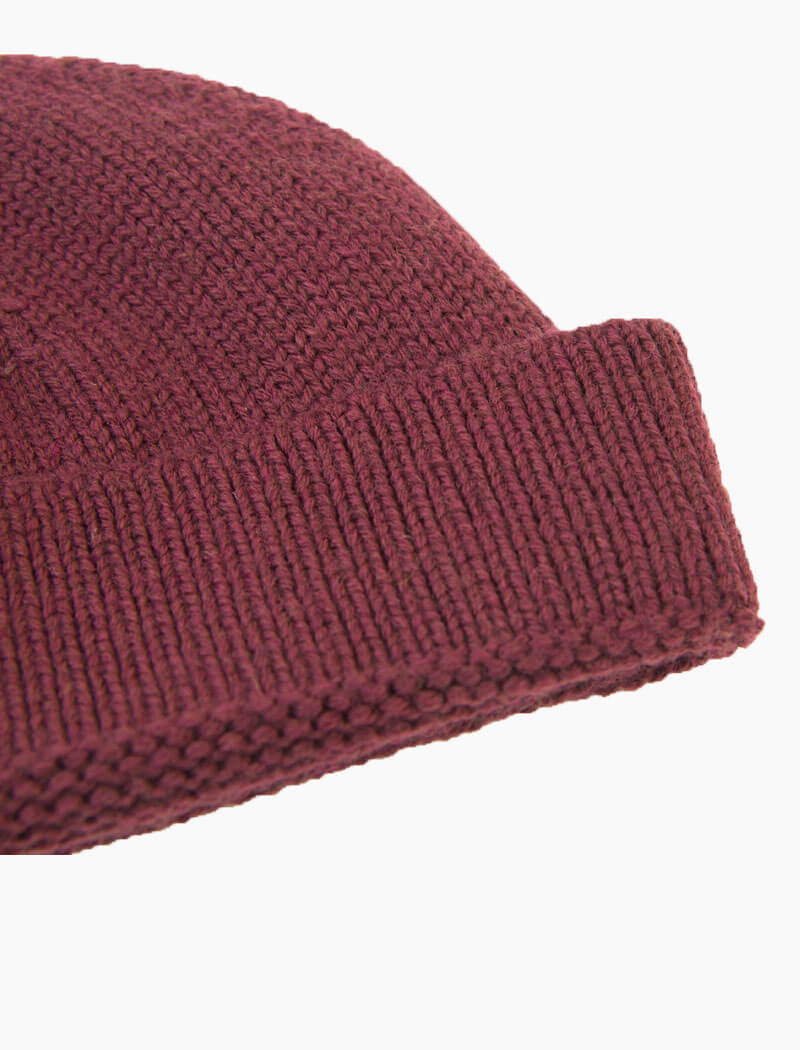 Burgundy Solid 100% Wool Fisherman Beanie | 40 Colori