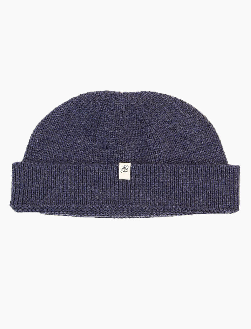 Navy Solid 100% Wool Fisherman Beanie | 40 Colori