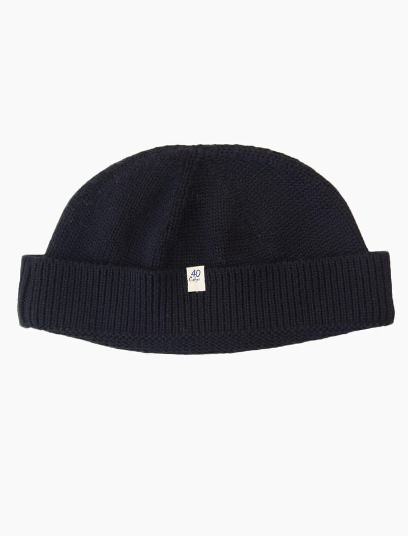 Black Solid 100% Wool Fisherman Beanie | 40 Colori