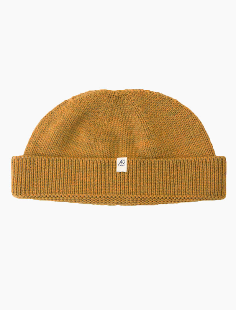 Ochre Yellow Solid Wool 100% Fisherman Beanie | 40 Colori