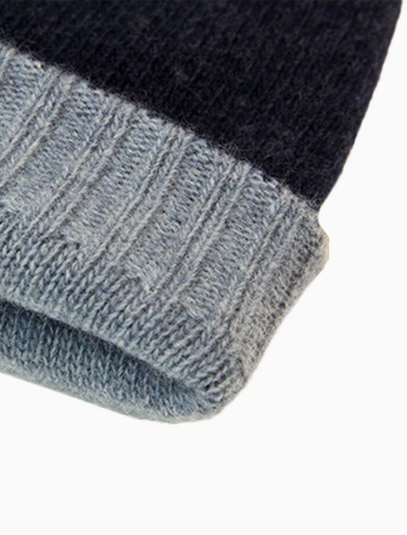 Blue & Light Blue Reversible Wool & Cashmere Beanie | 40 Colori