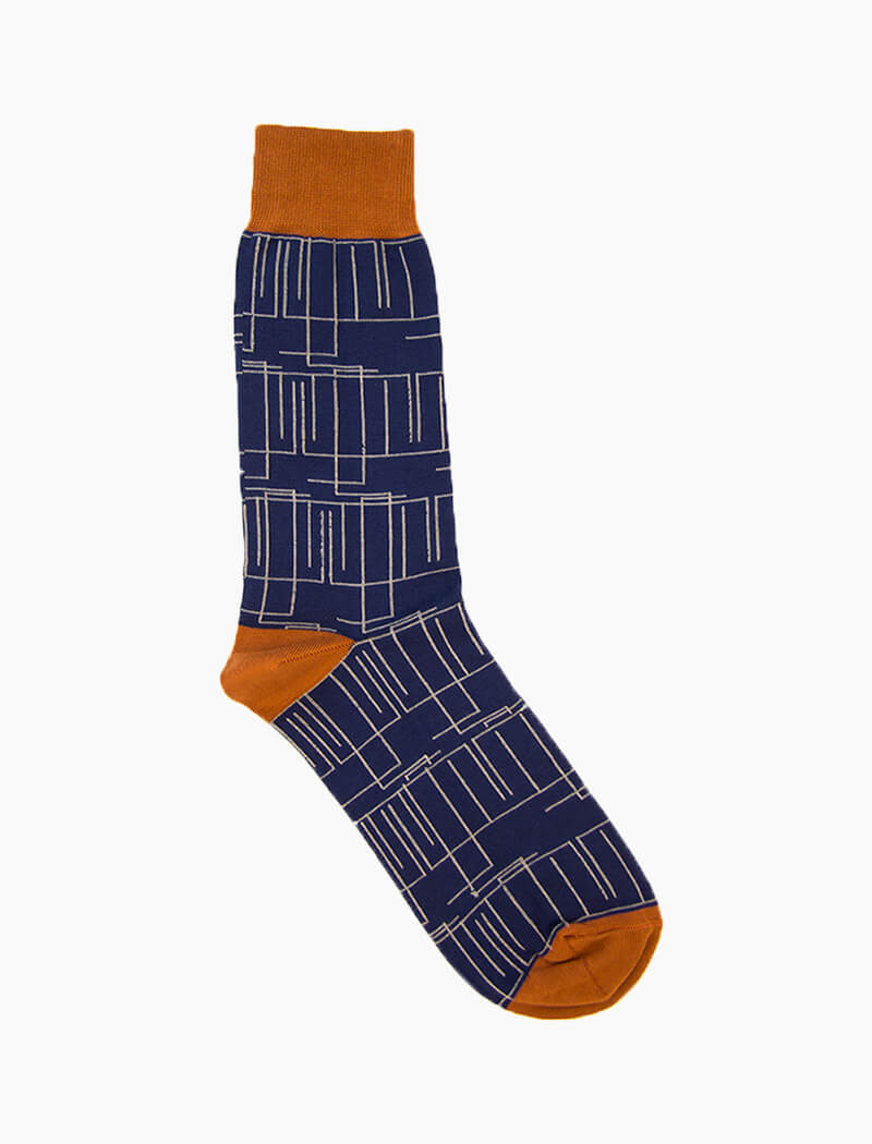 Blue Random Lines Organic Cotton Socks | 40 Colori