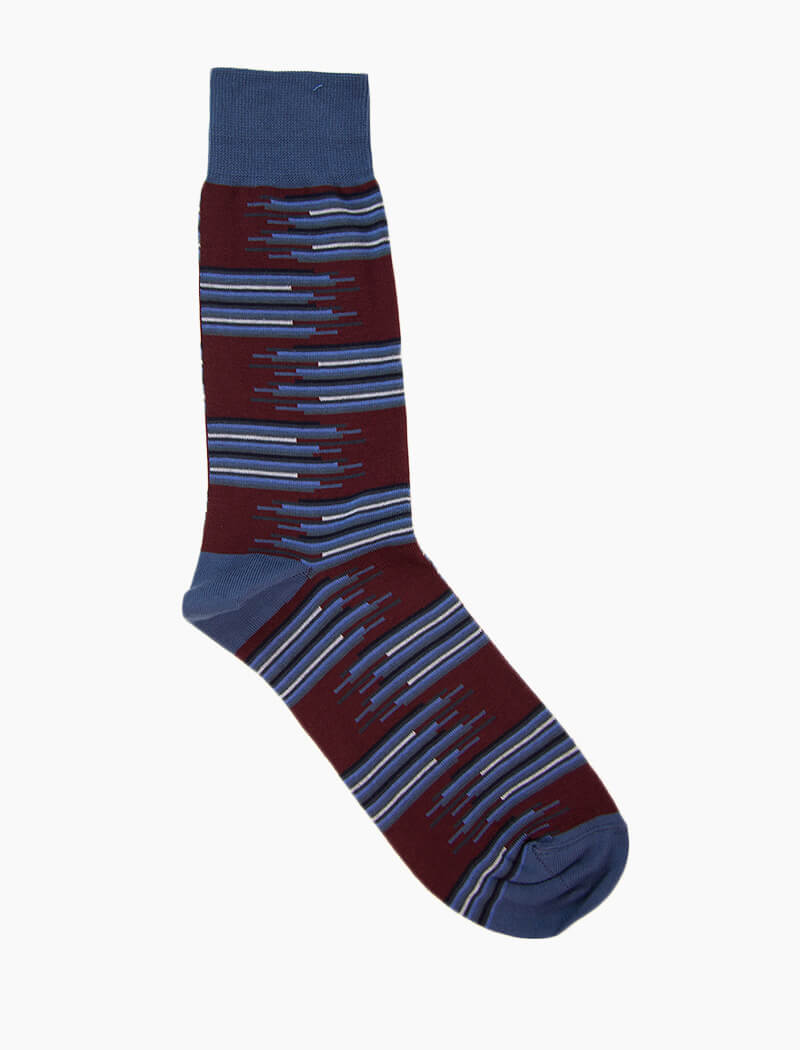Burgundy Gradient Random Stripes Organic Cotton Socks | 40 Colori