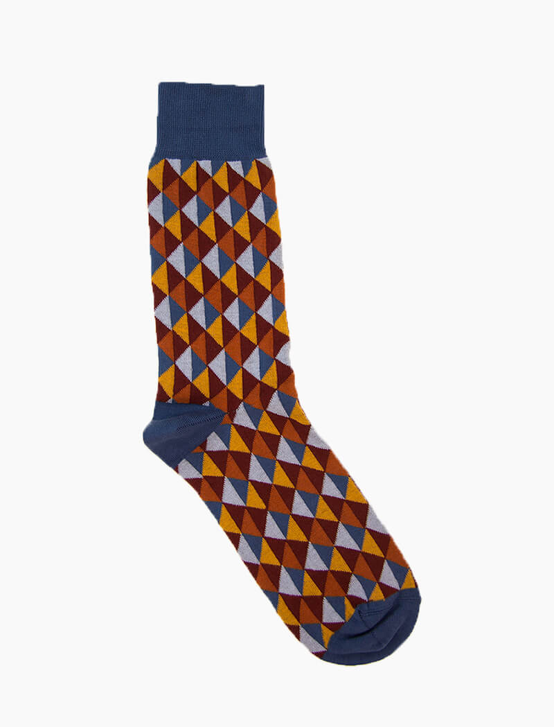 Grey Multi Triangles Organic Cotton Socks | 40 Colori 