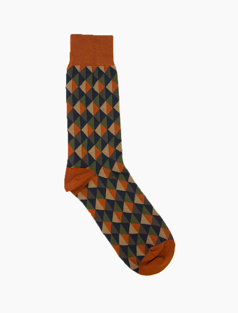 Rust Multi Triangles Organic Cotton Socks | 40 Colori