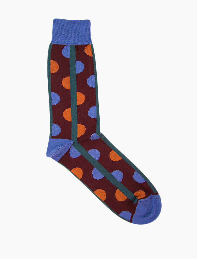 Burgundy Half Circles Organic Cotton Socks | 40 Colori