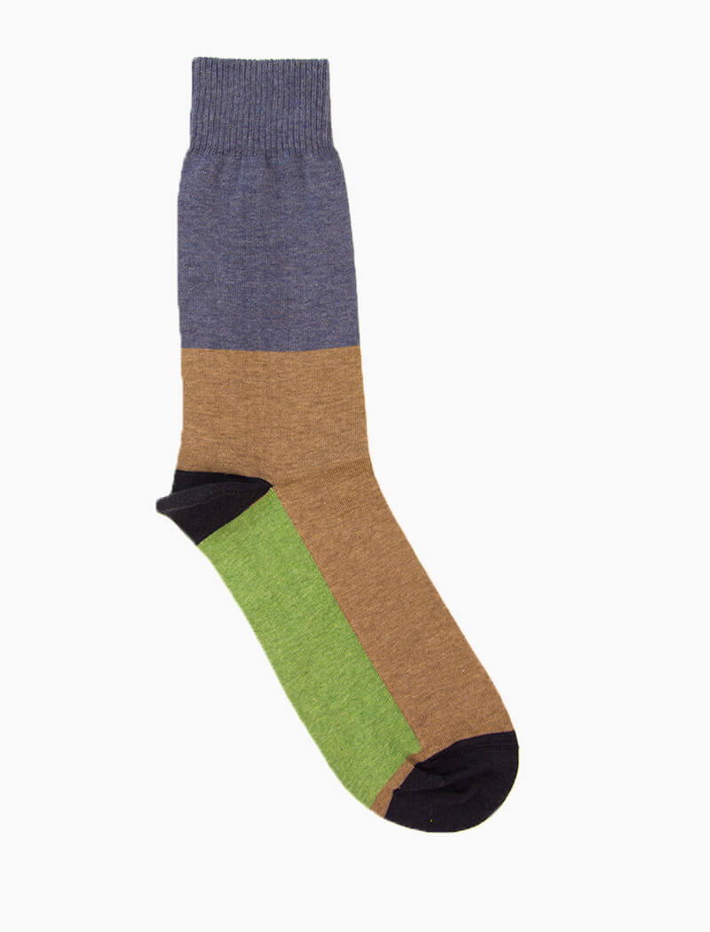Beige Colour Block Organic Cotton Socks | 40 Colori