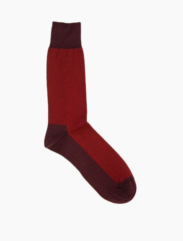 Red Two Toned Cotton & Cashmere Blend Socks - 40 Colori