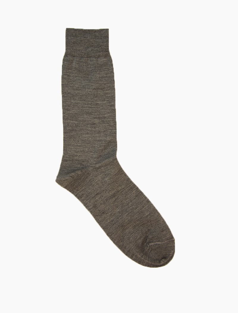 Grey Solid Wool, Cashmere & Silk Socks