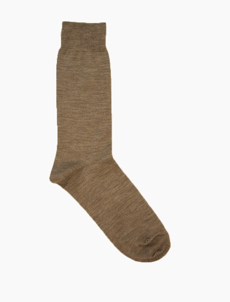 Beige Solid Wool, Cashmere & Silk Socks