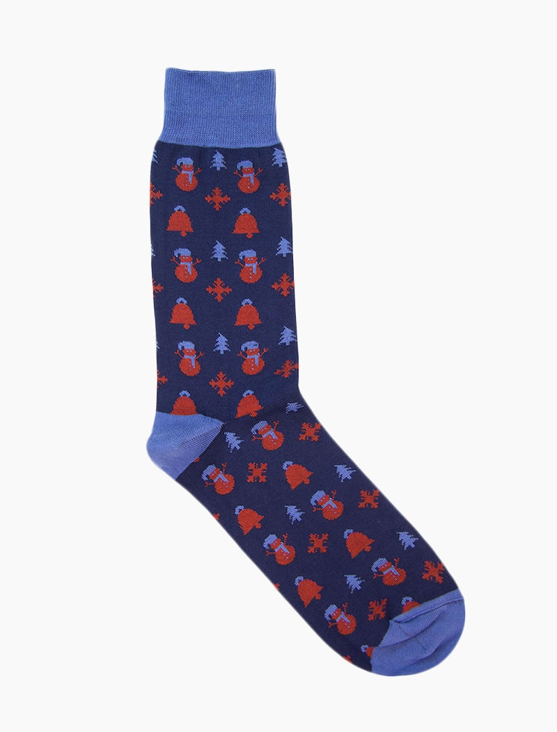 Dark Blue Holiday Organic Cotton Socks | 40 Colori