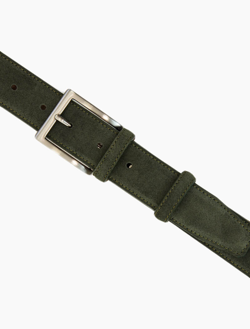 Olive Green Trento Solid Suede Belt | 40 Colori