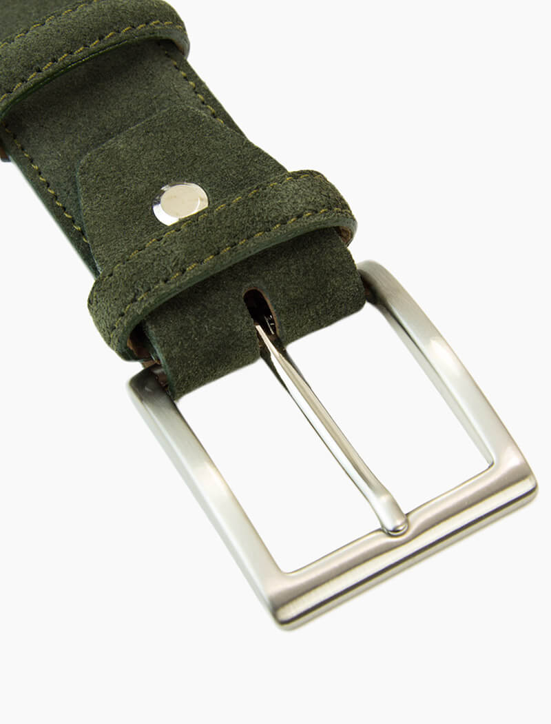 Olive Green Trento Solid Suede Belt | 40 Colori