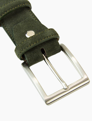Olive Green Trento Solid Suede Belt | 40 Colori