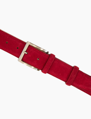 Red Trento Solid Suede Belt | 40 Colori