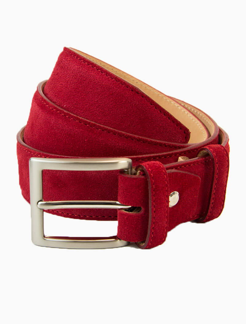 Red Trento Solid Suede Belt | 40 Colori