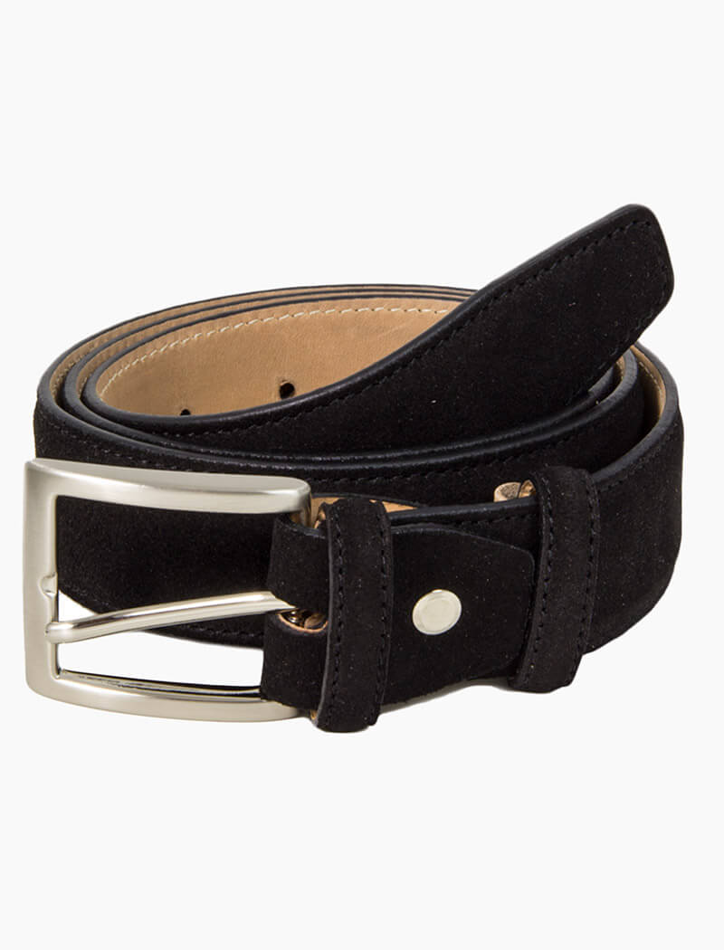 Black Trento Solid Suede Belt