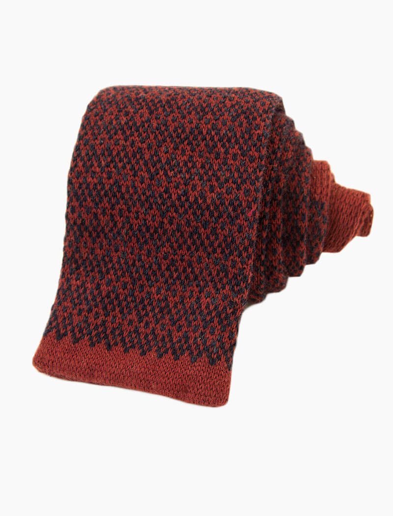 Burgundy Dotted Wool & Cashmere Knitted Tie | 40 Colori
