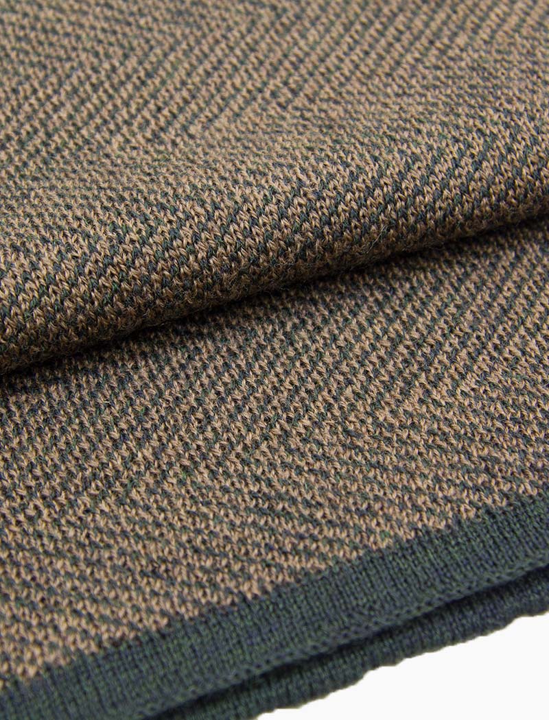 Military Green & Brown Reversible Herringbone Wool Scarf | 40 Colori