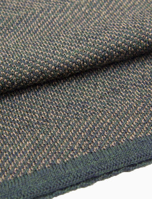 Military Green & Brown Reversible Herringbone Wool Scarf | 40 Colori