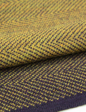 Mustard Yellow & Purple Reversible Herringbone Wool Scarf | 40 Colori