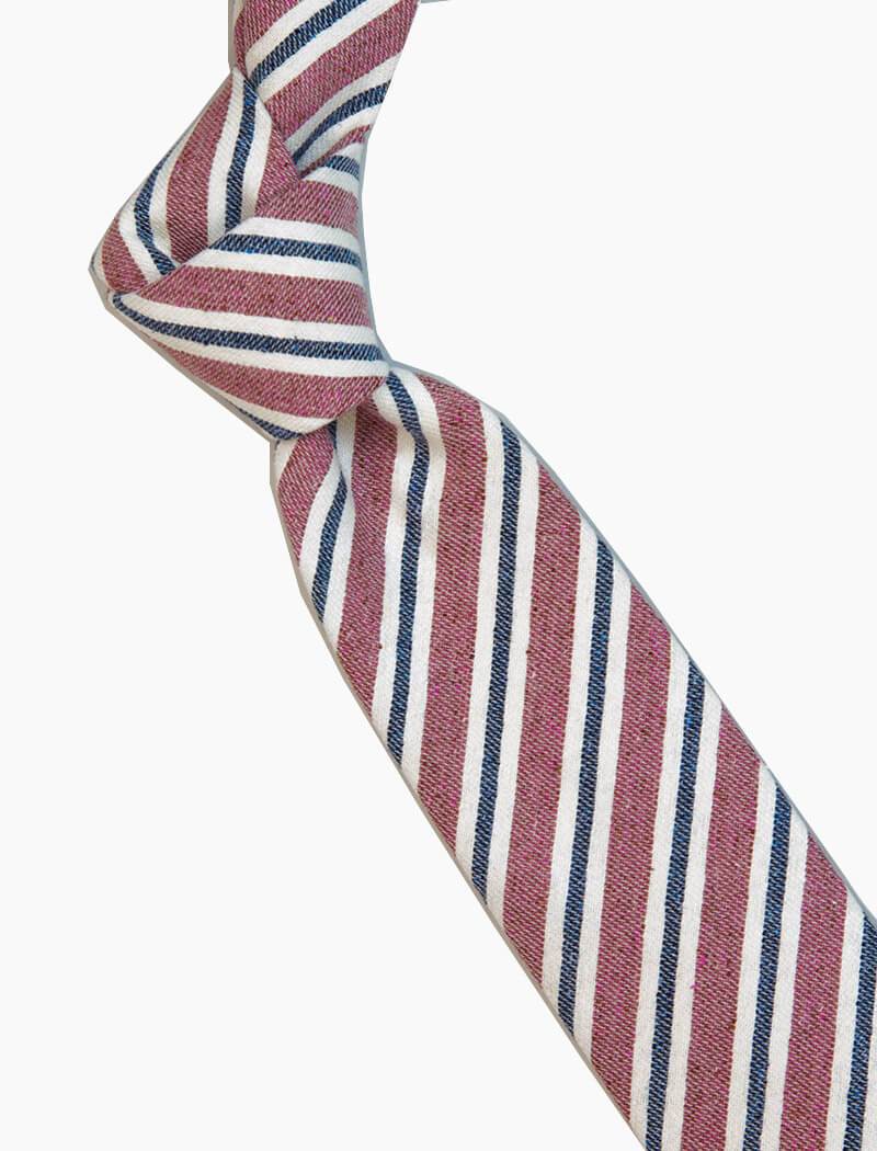 Red Striped Silk & Cotton Blend Tie | 40 Colori