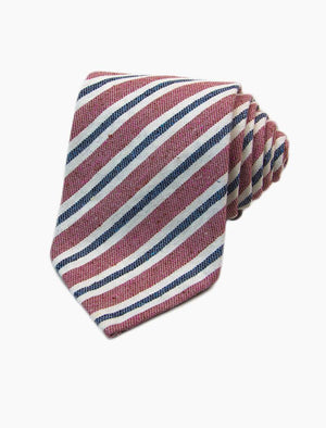 Red Striped Silk & Cotton Blend Tie | 40 Colori