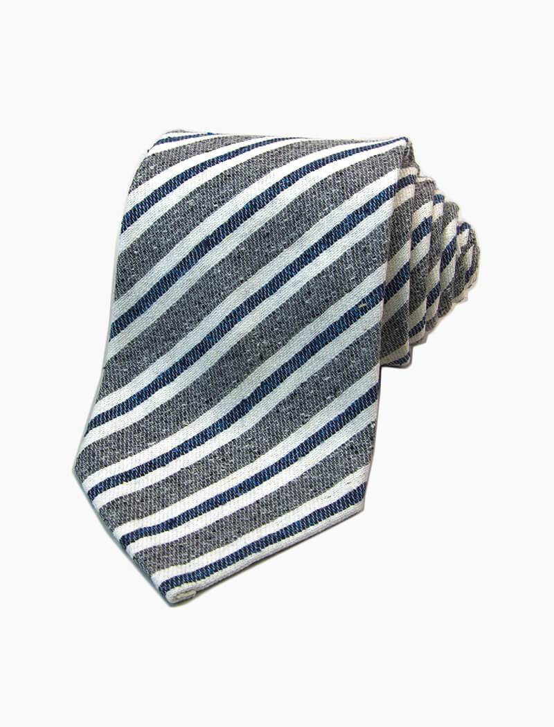 Grey Striped Silk & Cotton Blend Tie | 40 Colori