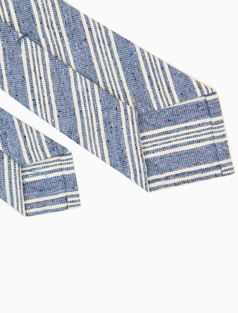 Blue Multi Pin Striped Silk, Linen & Cotton Blend Tie | 40 Colori